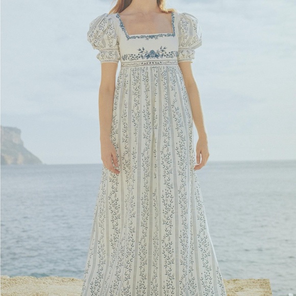 Agua by Agua Bendita Pistacho grosellas-printed poplin dress maxi floral - Picture 2 of 12